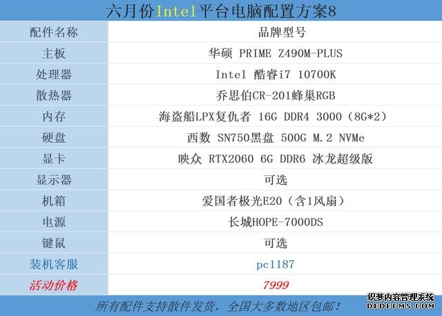 2020年6月十代酷睿來襲，英特爾平臺電腦配置分享，價(jià)格非常給力